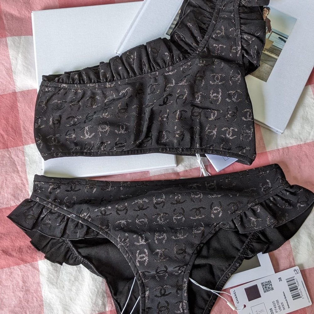 Chanel 23S two-piece one-shouldered swimsuit